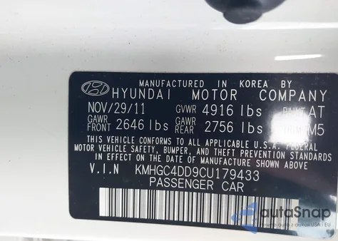 2012 Hyundai Genesis 3.8 from USA, damaged, VIN KMHGC4DD9CU179433